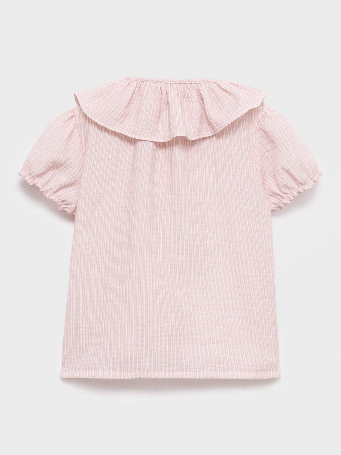 Product image 4 of 5, which shows Mango Kids' Anais Pinstripe Blouse, Pink, 5-6 years