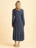 Brakeburn Lark Abstract Pattern Three-Quarter Sleeve Collar Midi Shirt Dress