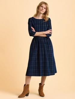 Brakeburn Lilliput Flared Cotton Midi Dress, Blue