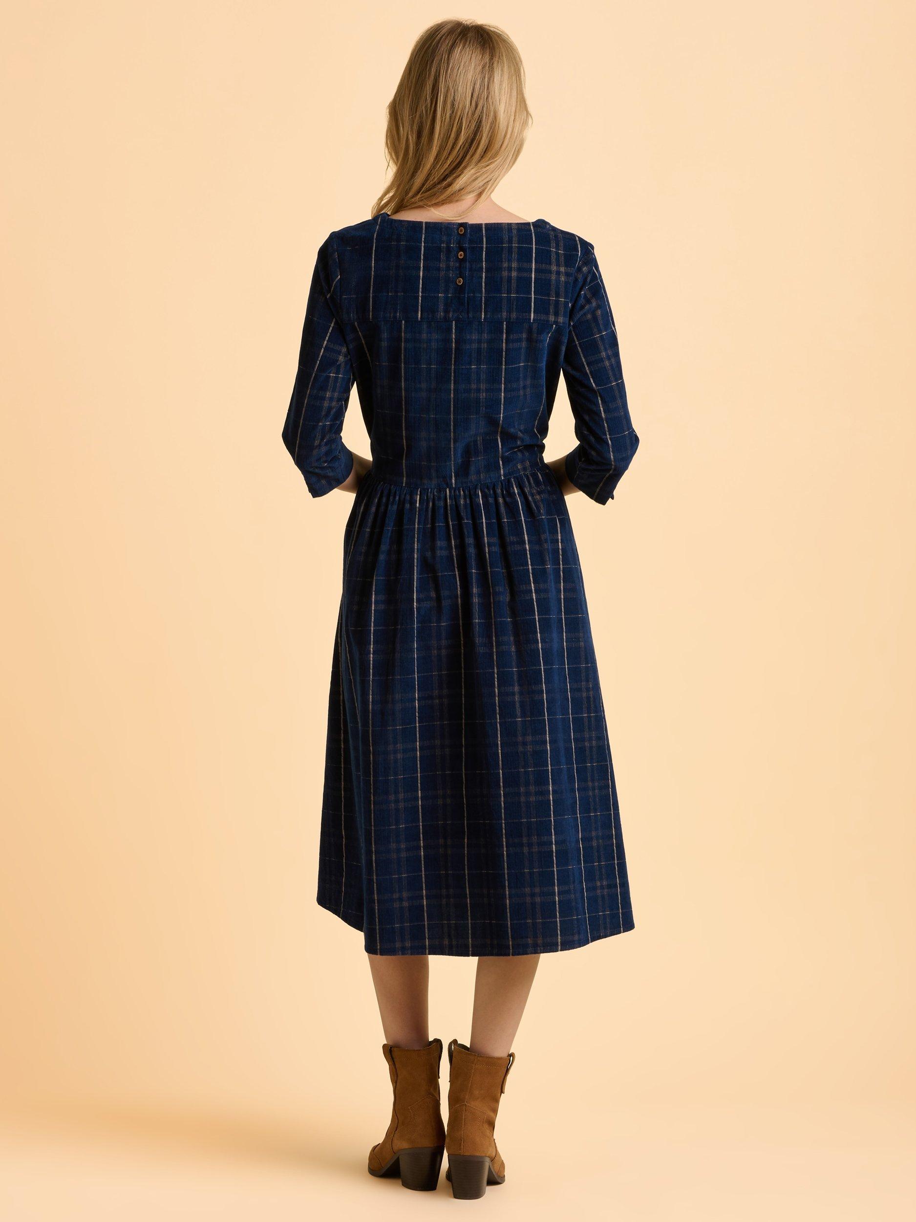 Product image 2 of 6, which shows Brakeburn Lilliput Flared Cotton Midi Dress, Blue, 8