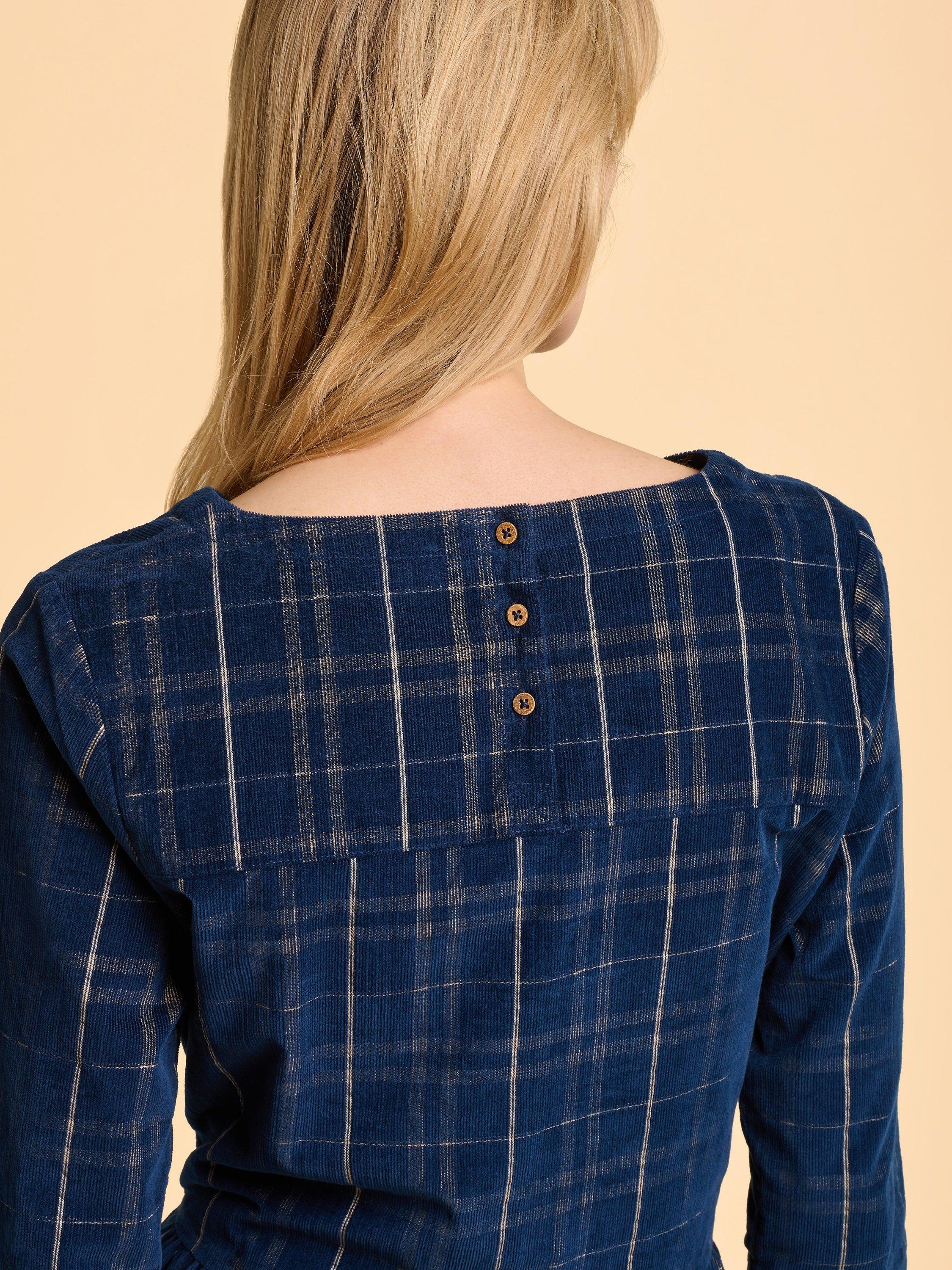 Product image 4 of 6, which shows Brakeburn Lilliput Flared Cotton Midi Dress, Blue, 8