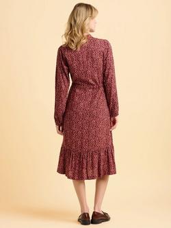 Brakeburn Meadow Abstract Pattern Long Sleeve V Neck Midi Dress - view 2, Burgundy