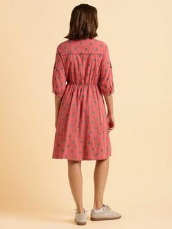 Brakeburn Rolling Cotton Floral Fit & Flare Round Neck Dress - view 2, Pink