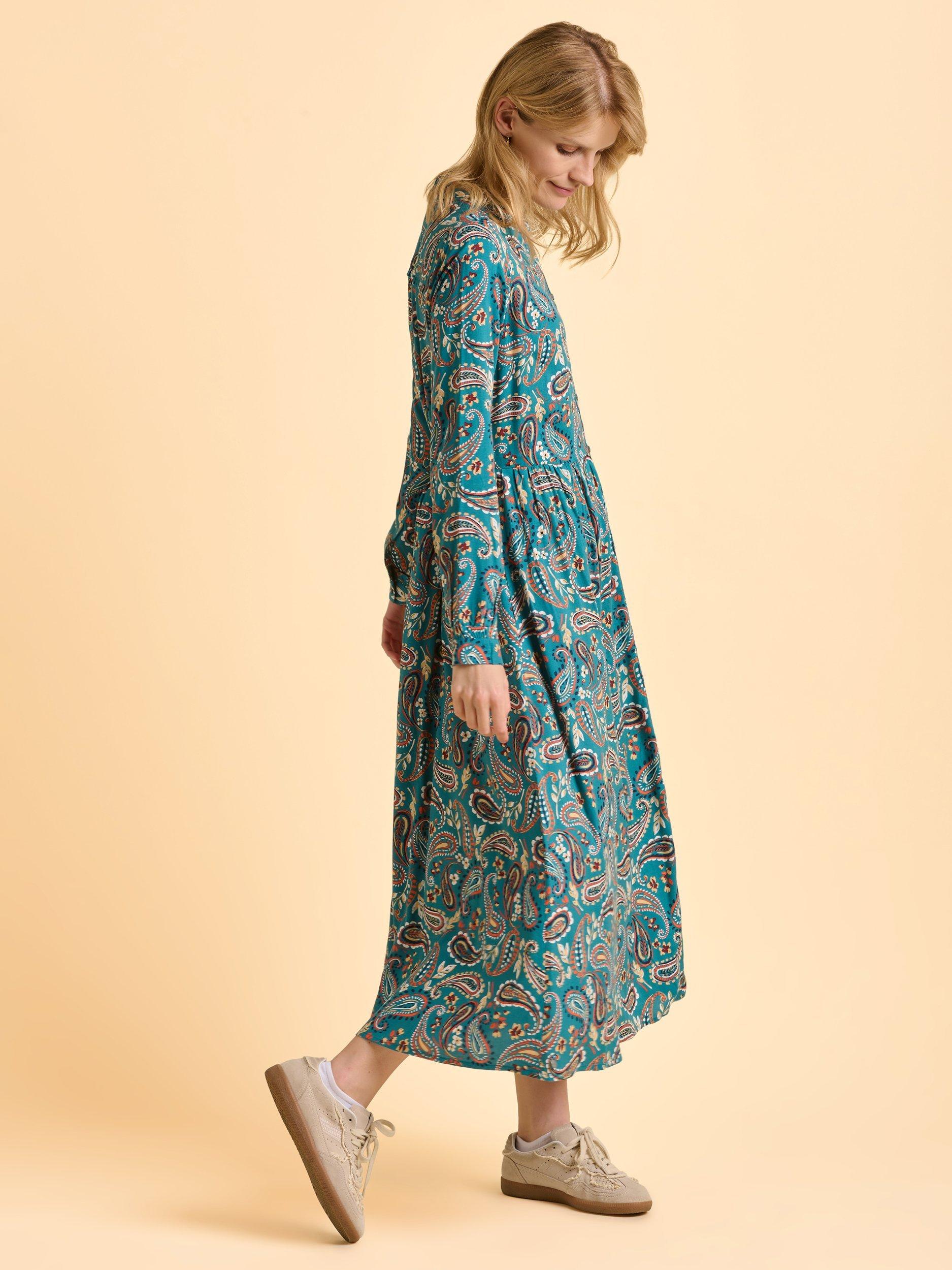 Product image 5 of 5, which shows Brakeburn Ula Paisley Dress, Teal, 8