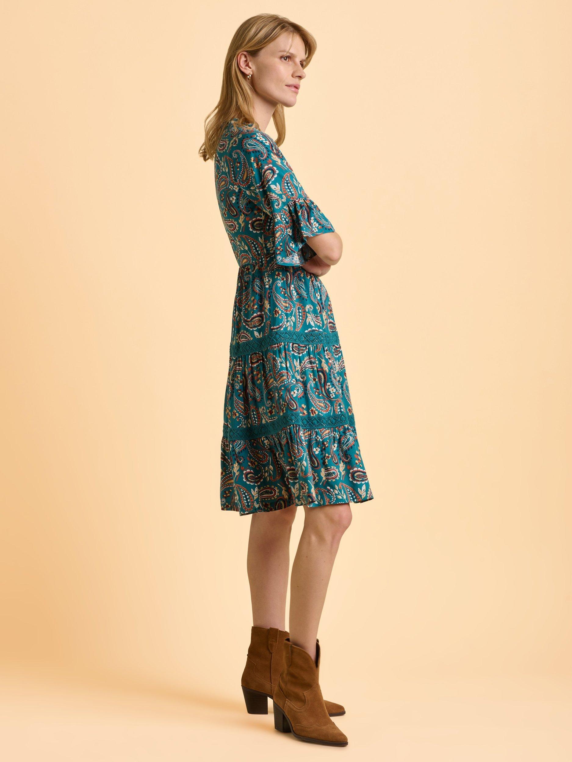 Product image 3 of 6, which shows Brakeburn Waves Dress, Teal, 8