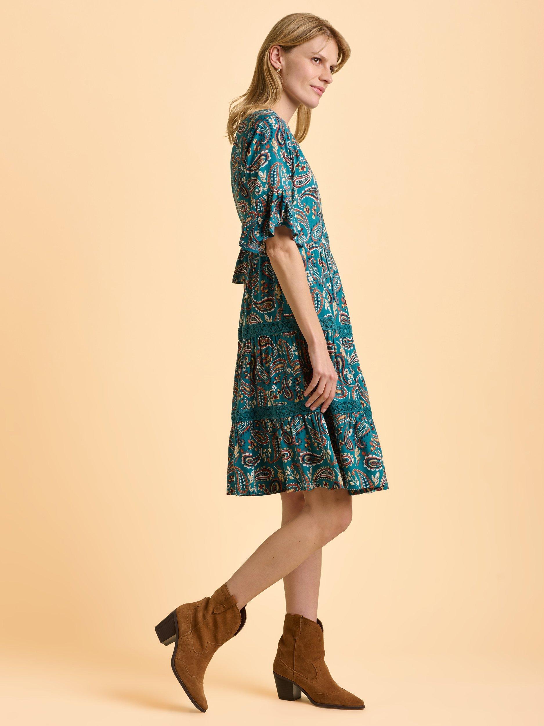Product image 5 of 6, which shows Brakeburn Waves Dress, Teal, 8