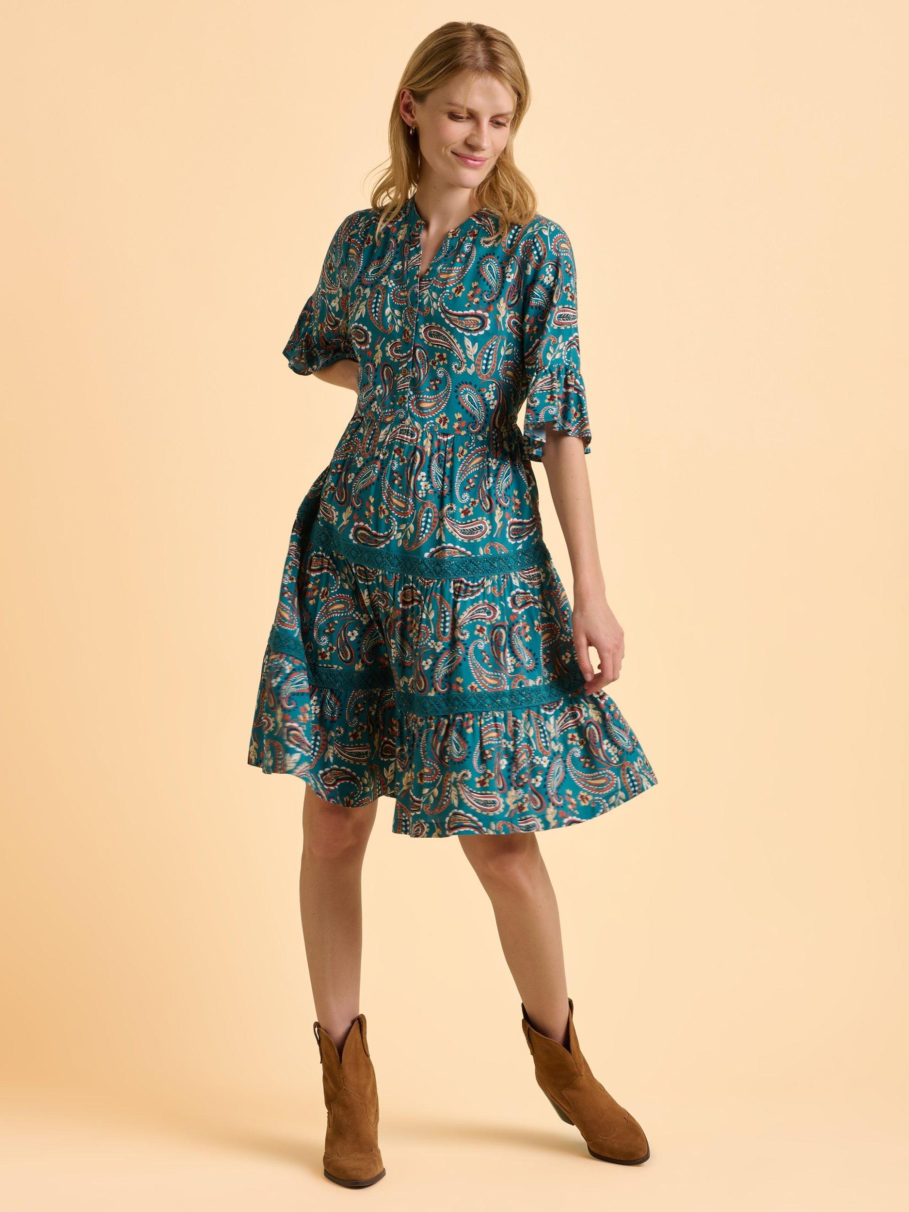Product image 6 of 6, which shows Brakeburn Waves Dress, Teal, 8