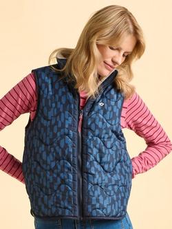 Brakeburn Frosty Abstract Print Riversible Gilet, Cream