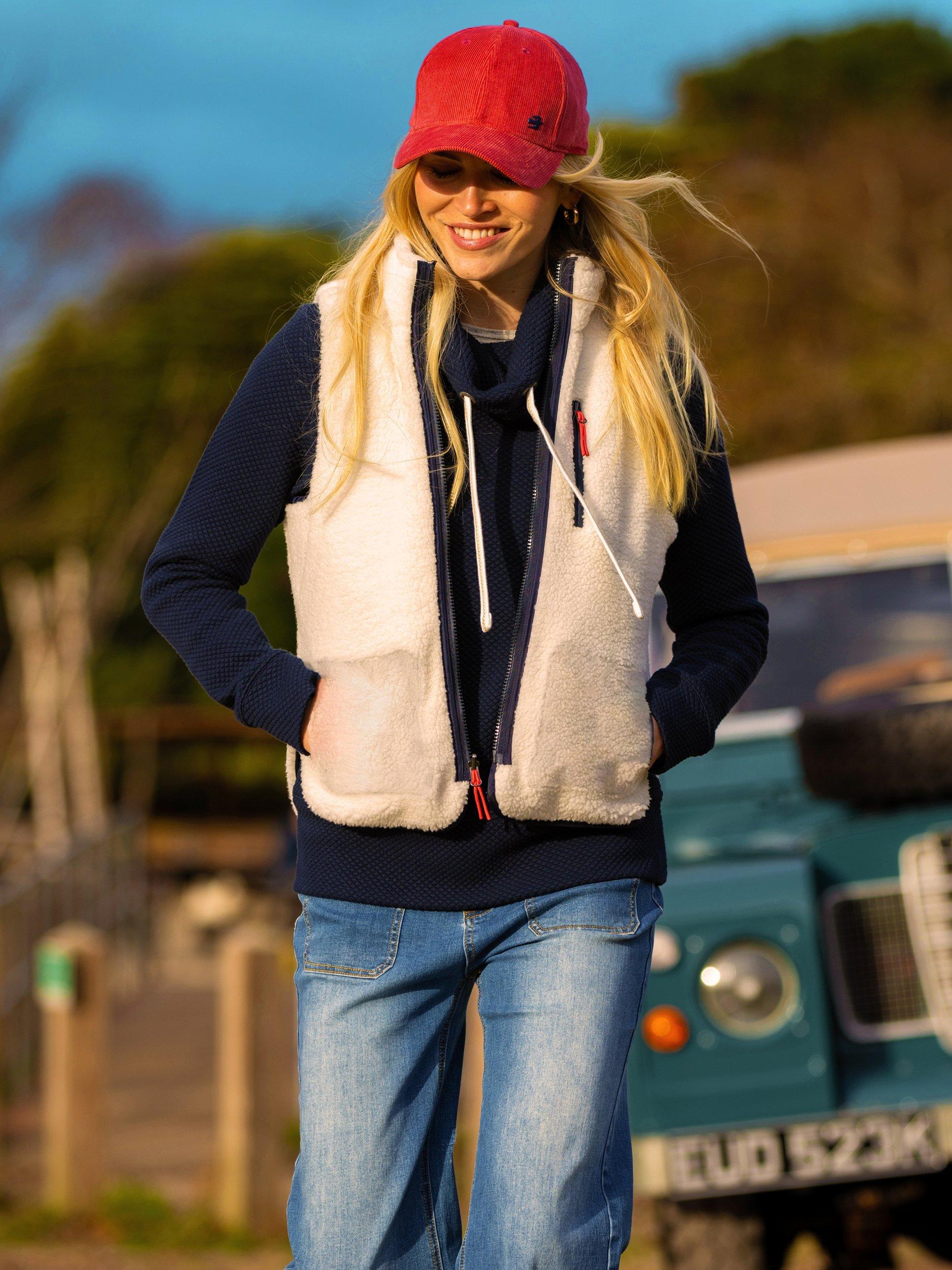 Product image 2 of 6, which shows Brakeburn Frosty Abstract Print Riversible Gilet, Cream, 8