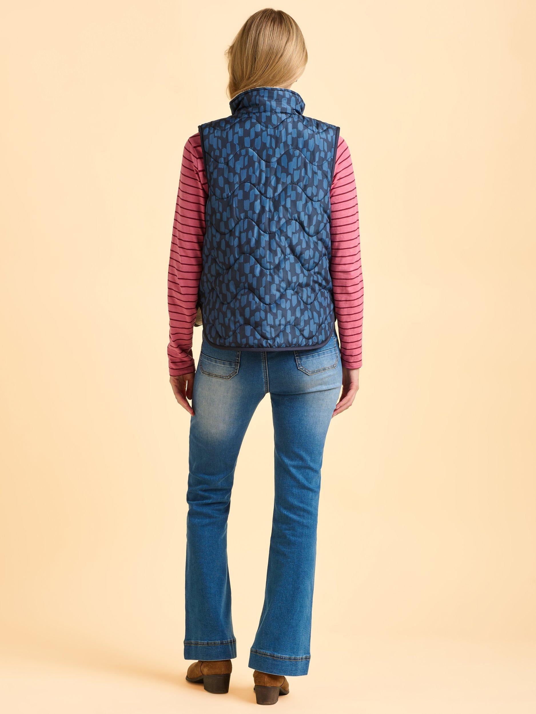 Product image 3 of 6, which shows Brakeburn Frosty Abstract Print Riversible Gilet, Cream, 8