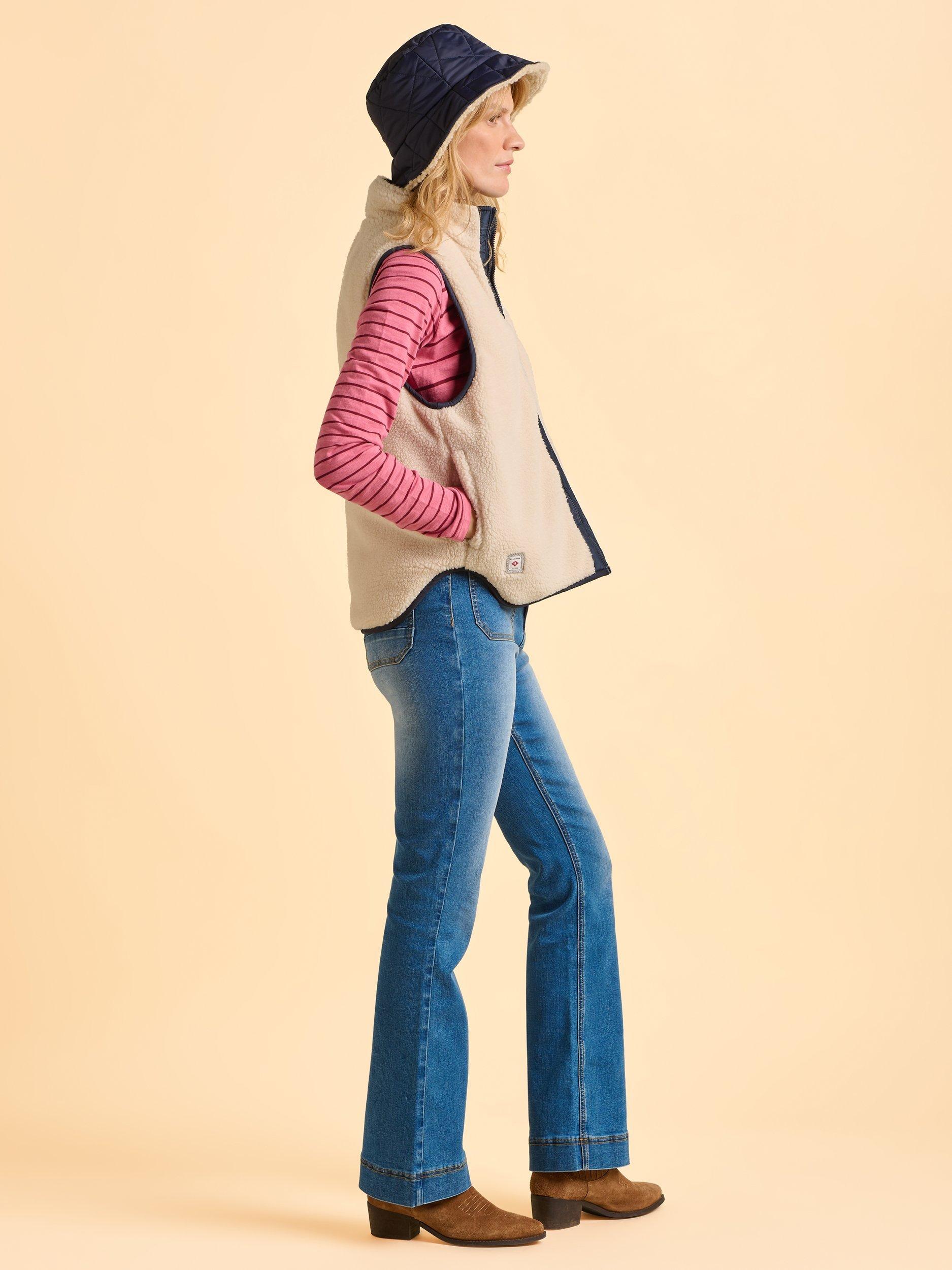 Product image 4 of 6, which shows Brakeburn Frosty Abstract Print Riversible Gilet, Cream, 8