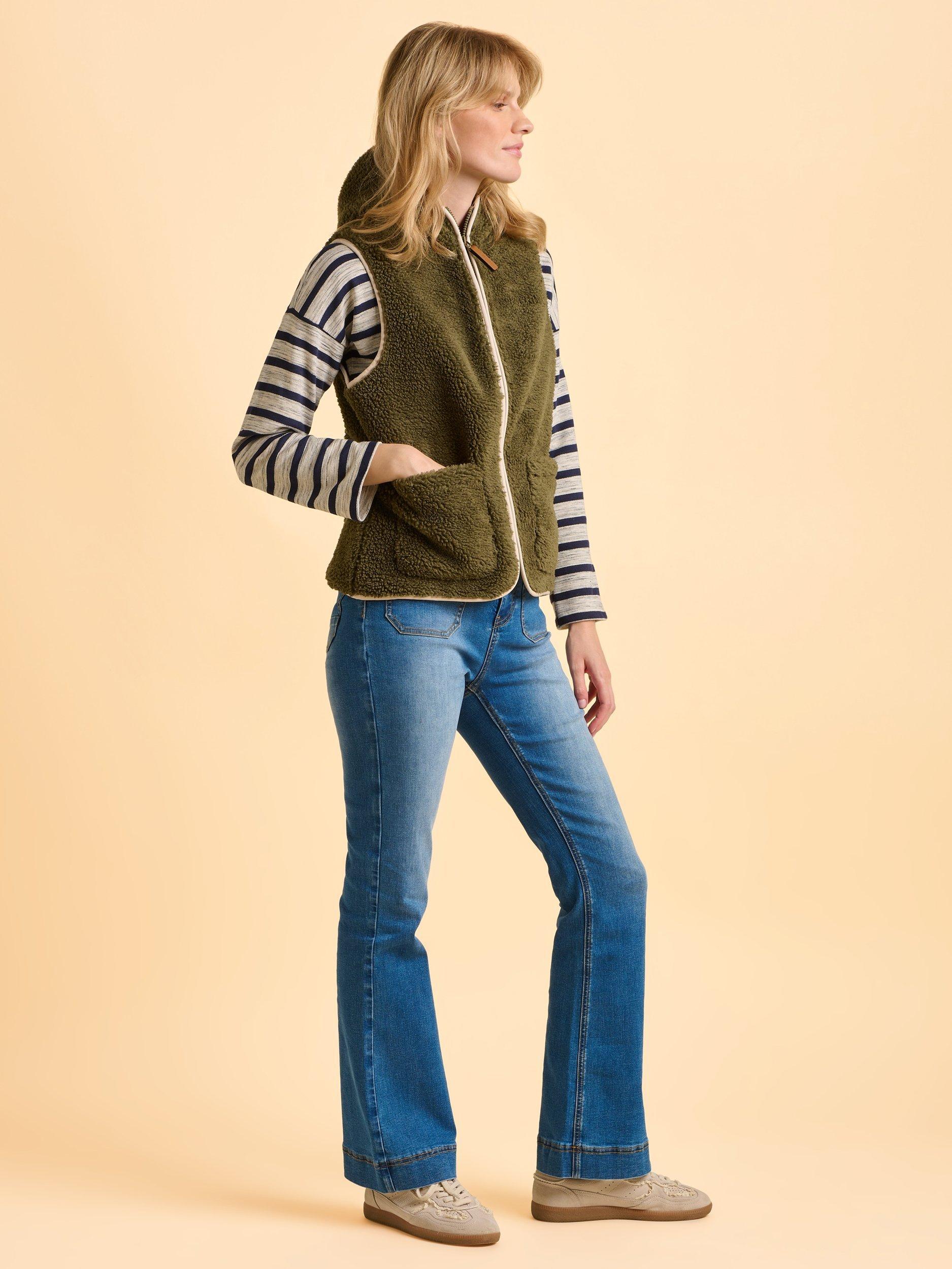 Product image 3 of 6, which shows Brakeburn Snug High Neck Zip Gilet, Green, 8