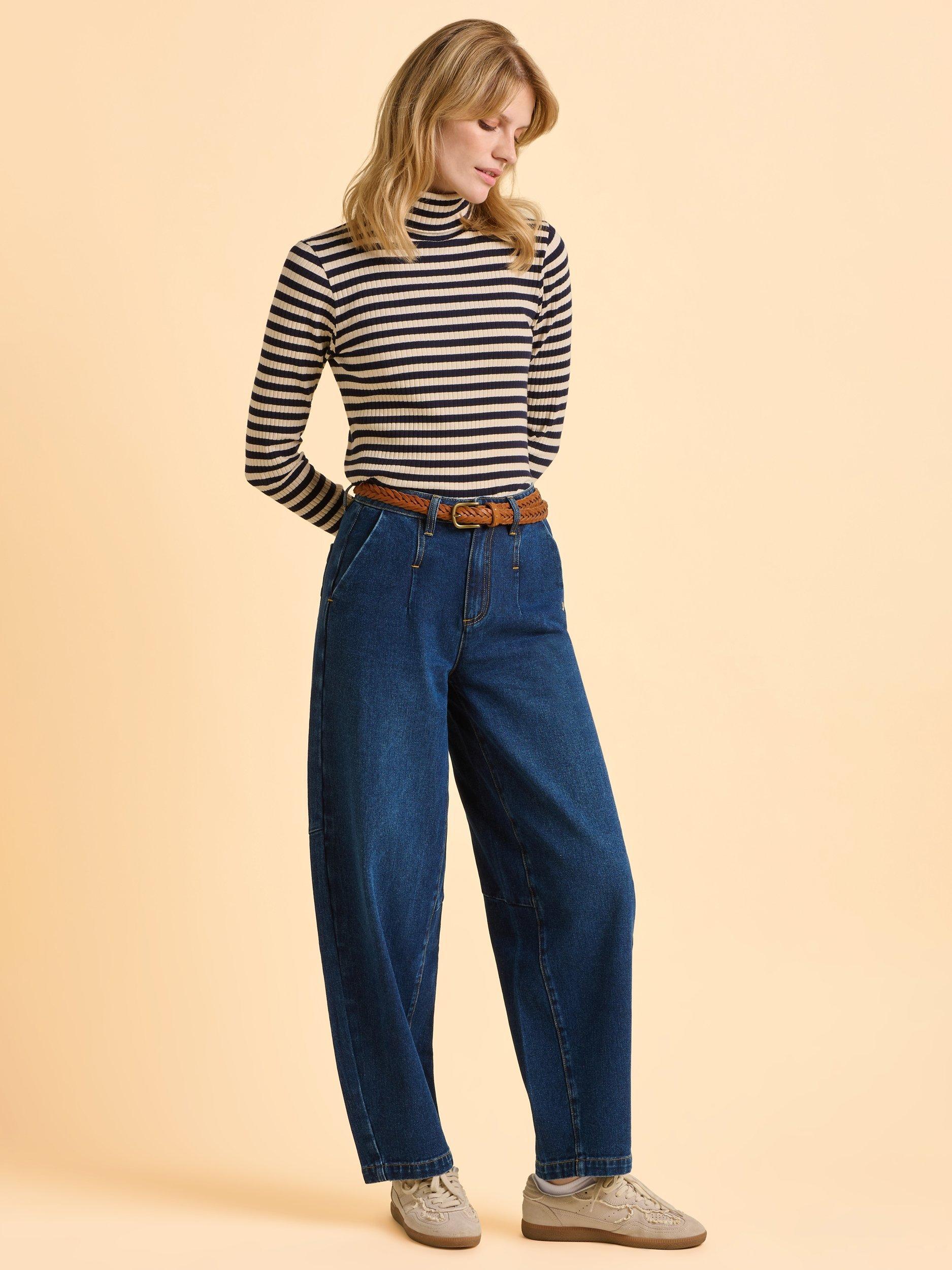 Product image 3 of 6, which shows Brakeburn Bodhi Barrel Leg Jeans, Blue, 8