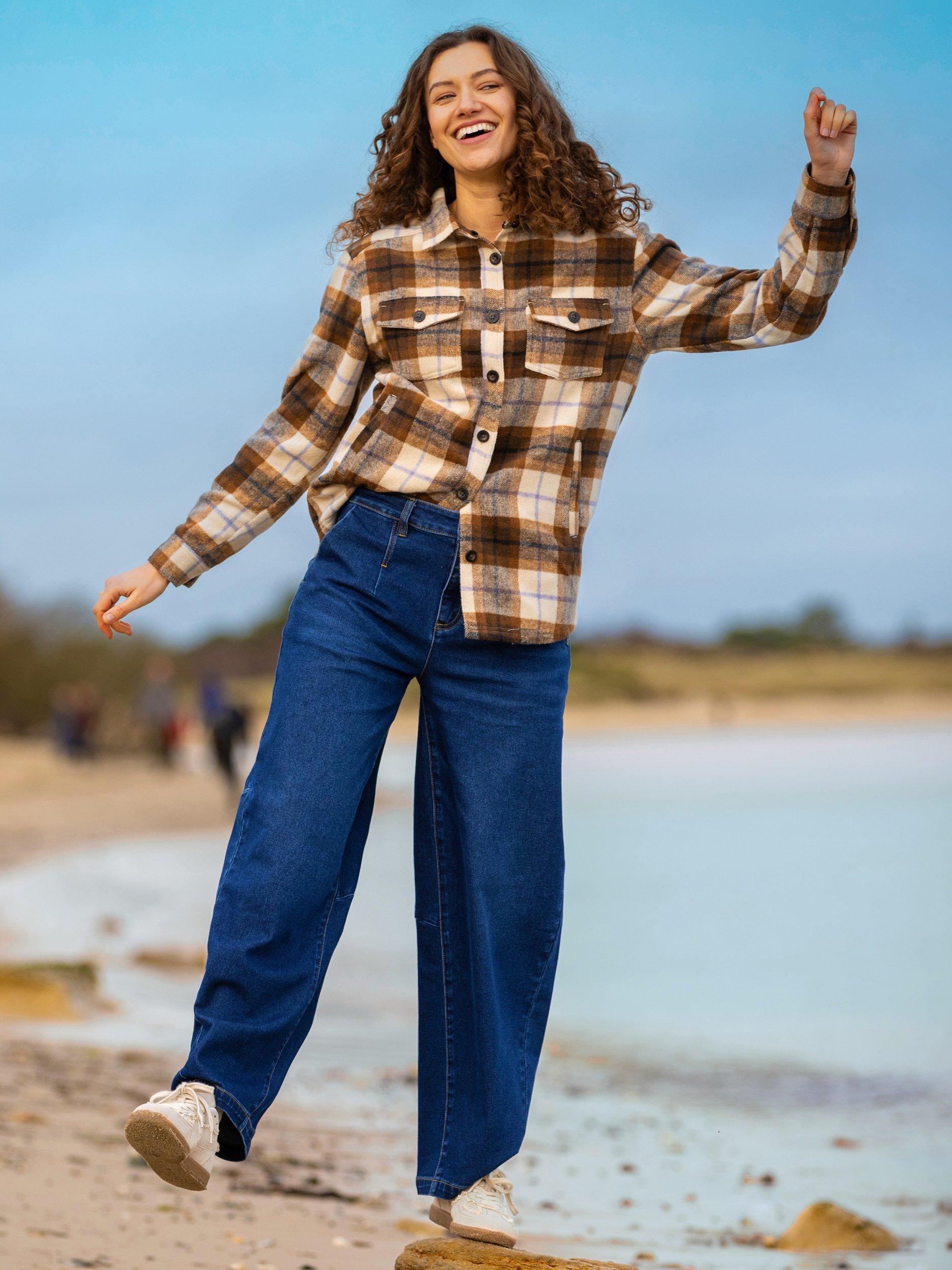 Product image 6 of 6, which shows Brakeburn Bodhi Barrel Leg Jeans, Blue, 8