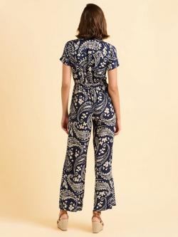 Brakeburn Kathie Paisley Short Sleeve Collar Jumpsuit - view 2, Blue