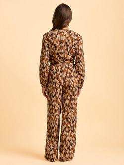 Brakeburn Selenna Abstract Animal Print Jumpsuit, Brown - view 2, Brown