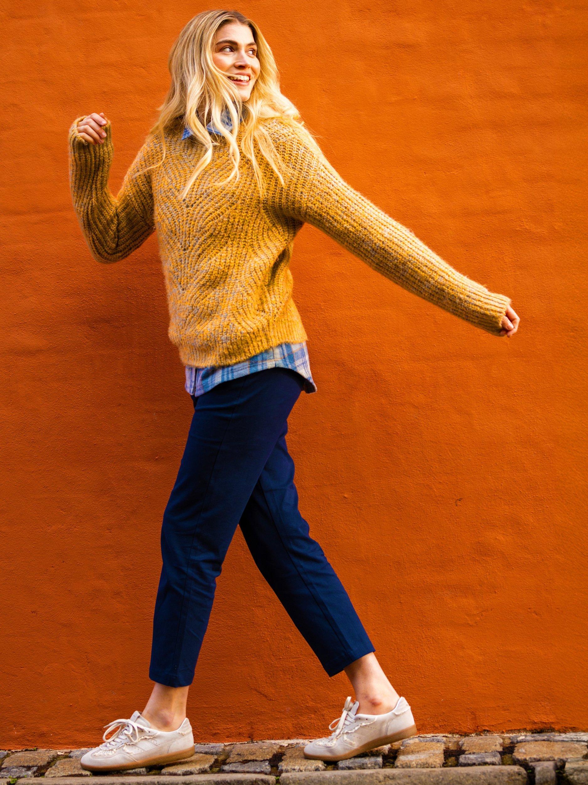 Product image 2 of 7, which shows Brakeburn Ember Breathable Relaxed Knitted Jumper, Yellow, 8