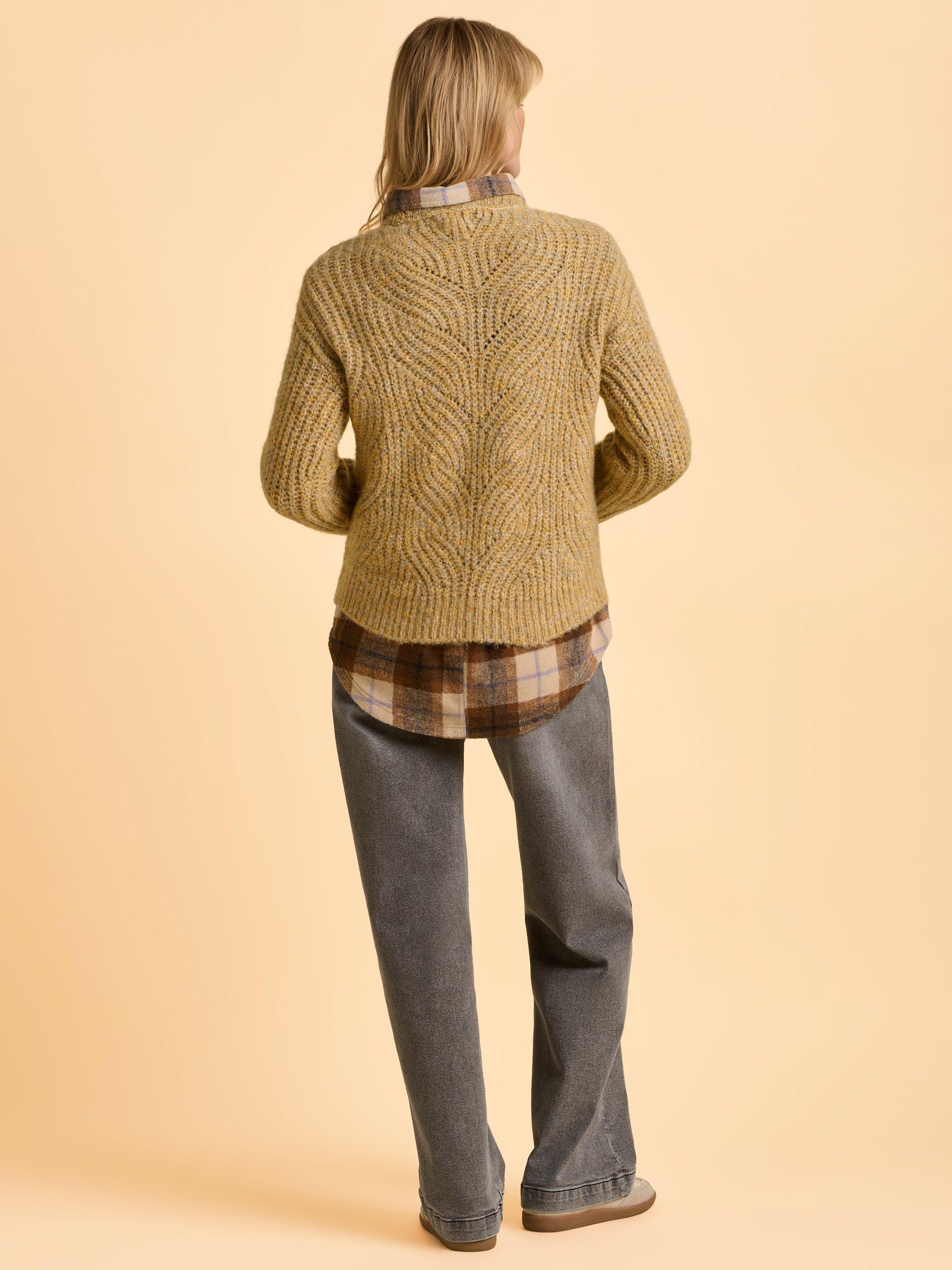 Product image 3 of 7, which shows Brakeburn Ember Breathable Relaxed Knitted Jumper, Yellow, 8