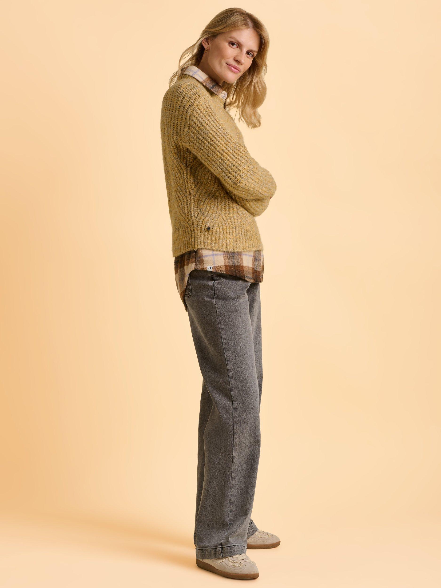 Product image 4 of 7, which shows Brakeburn Ember Breathable Relaxed Knitted Jumper, Yellow, 8