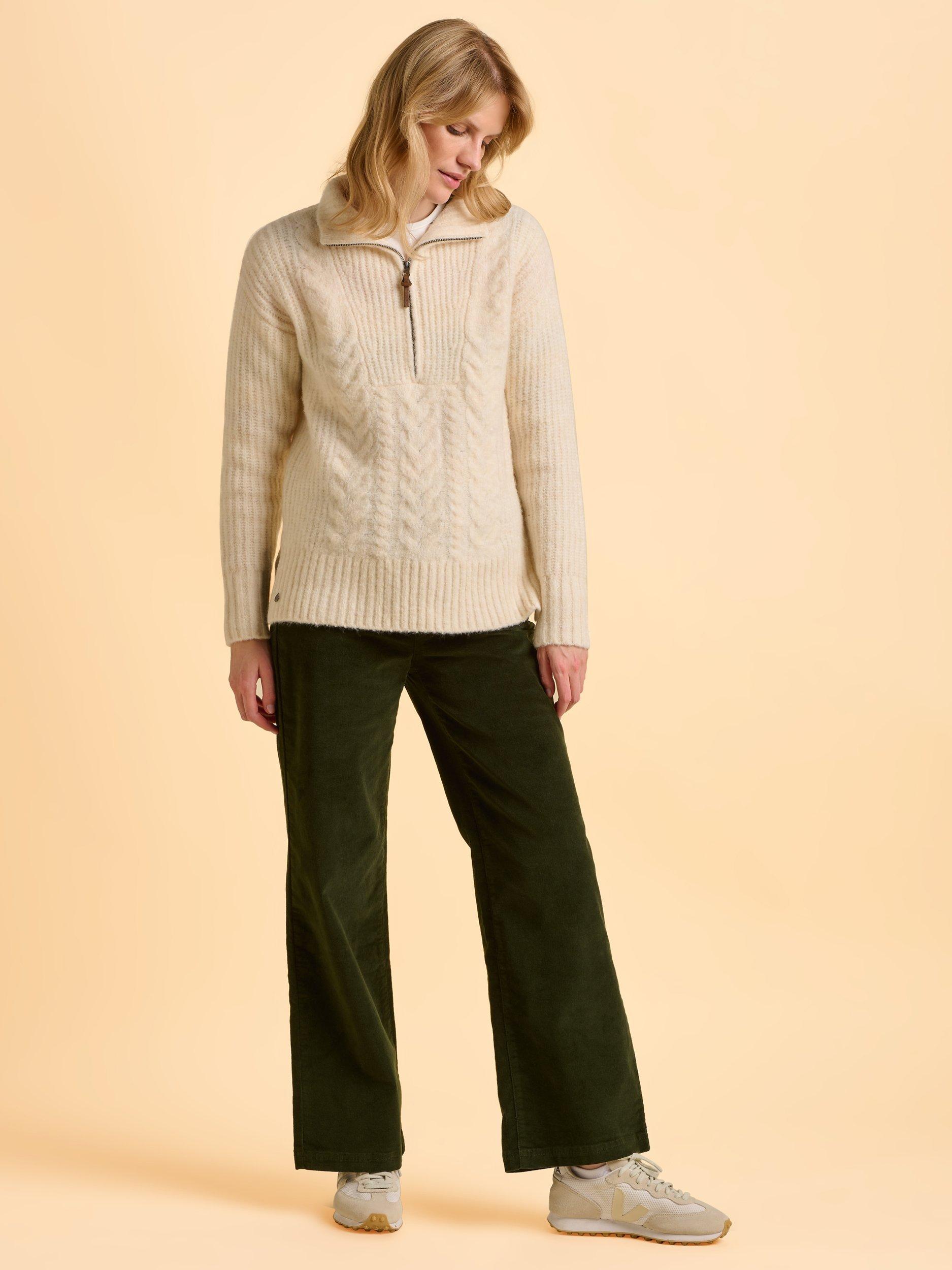Product image 6 of 6, which shows Brakeburn Untamed 1/4 Zip Jumper, Cream, 8