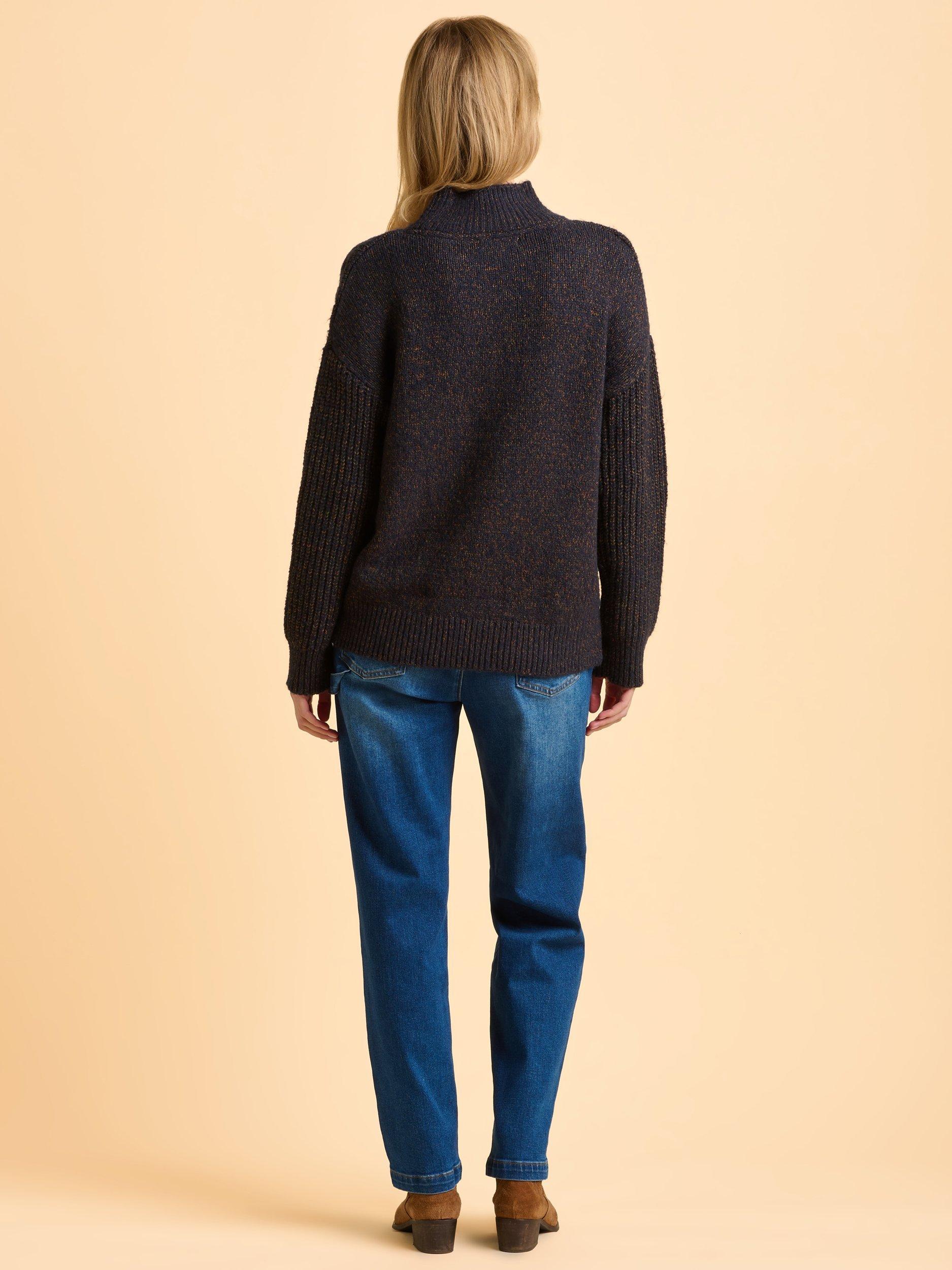 Product image 3 of 6, which shows Brakeburn Wilderness High-Neck Longline Jumper, Blue, 8