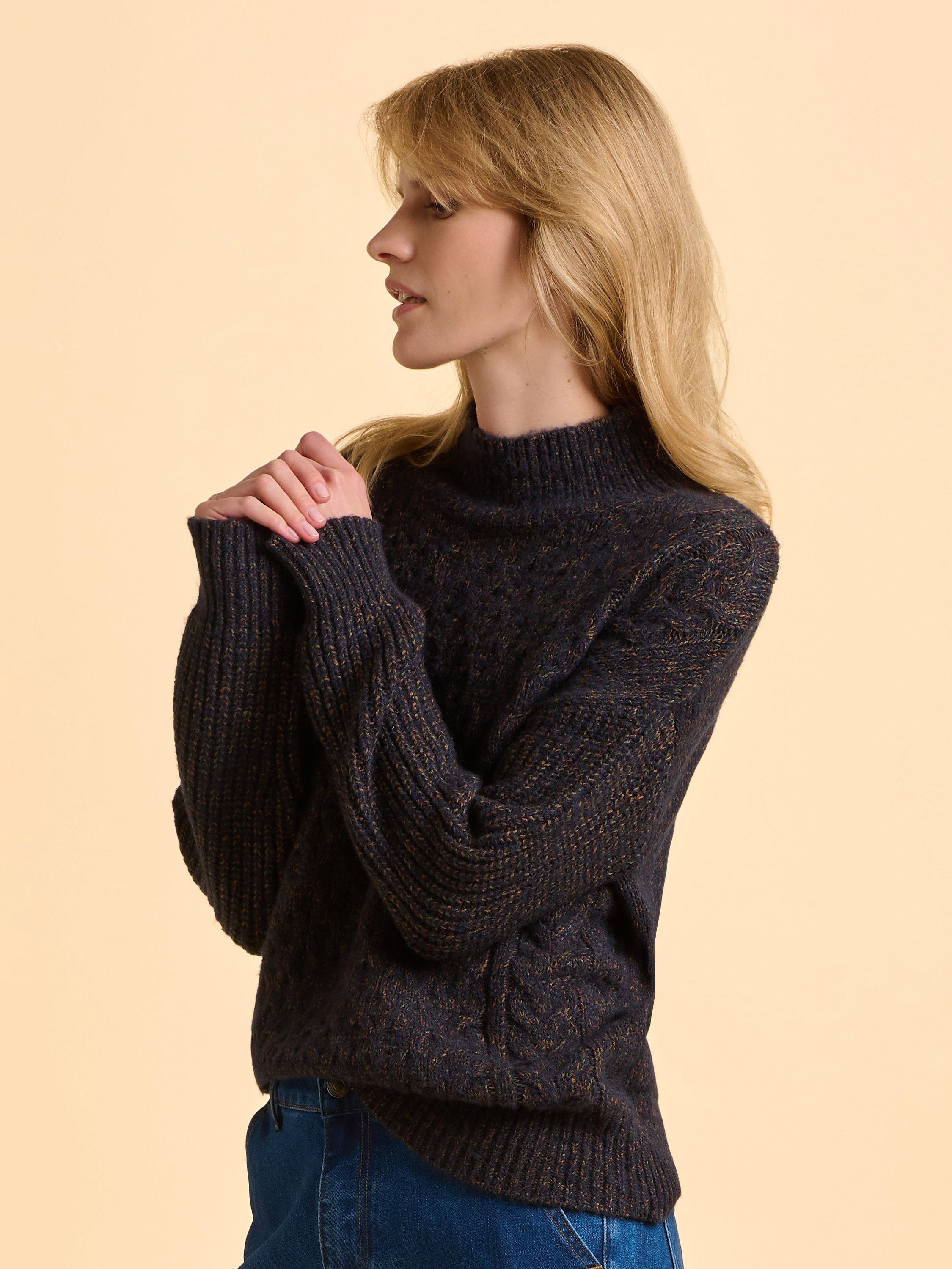 Product image 6 of 6, which shows Brakeburn Wilderness High-Neck Longline Jumper, Blue, 8