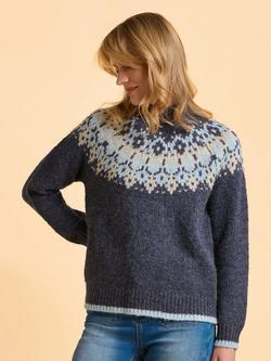 Brakeburn Windswept Fair Isle Long Sleeve High Neck Jumper, Blue