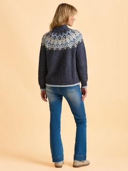 Brakeburn Windswept Fair Isle Long Sleeve High Neck Jumper - view 2, Blue