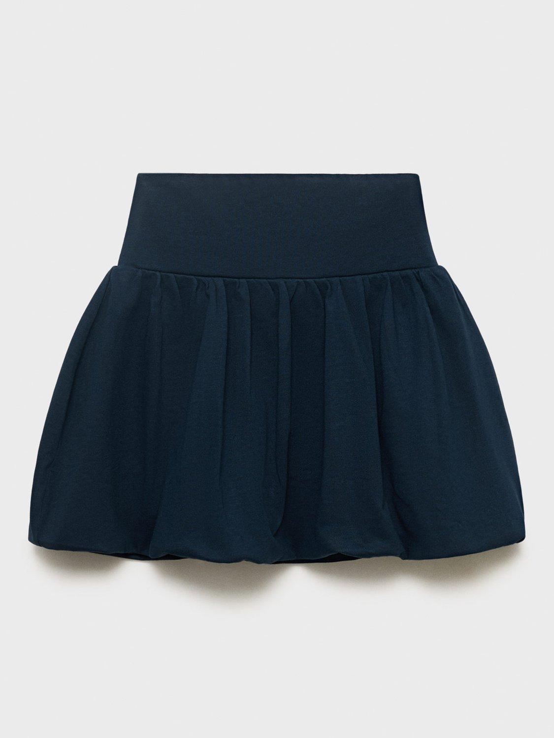 Product image 2 of 4, which shows Mango Kids' Globo Cotton A-Line Skirt, Navy, 9-10 years