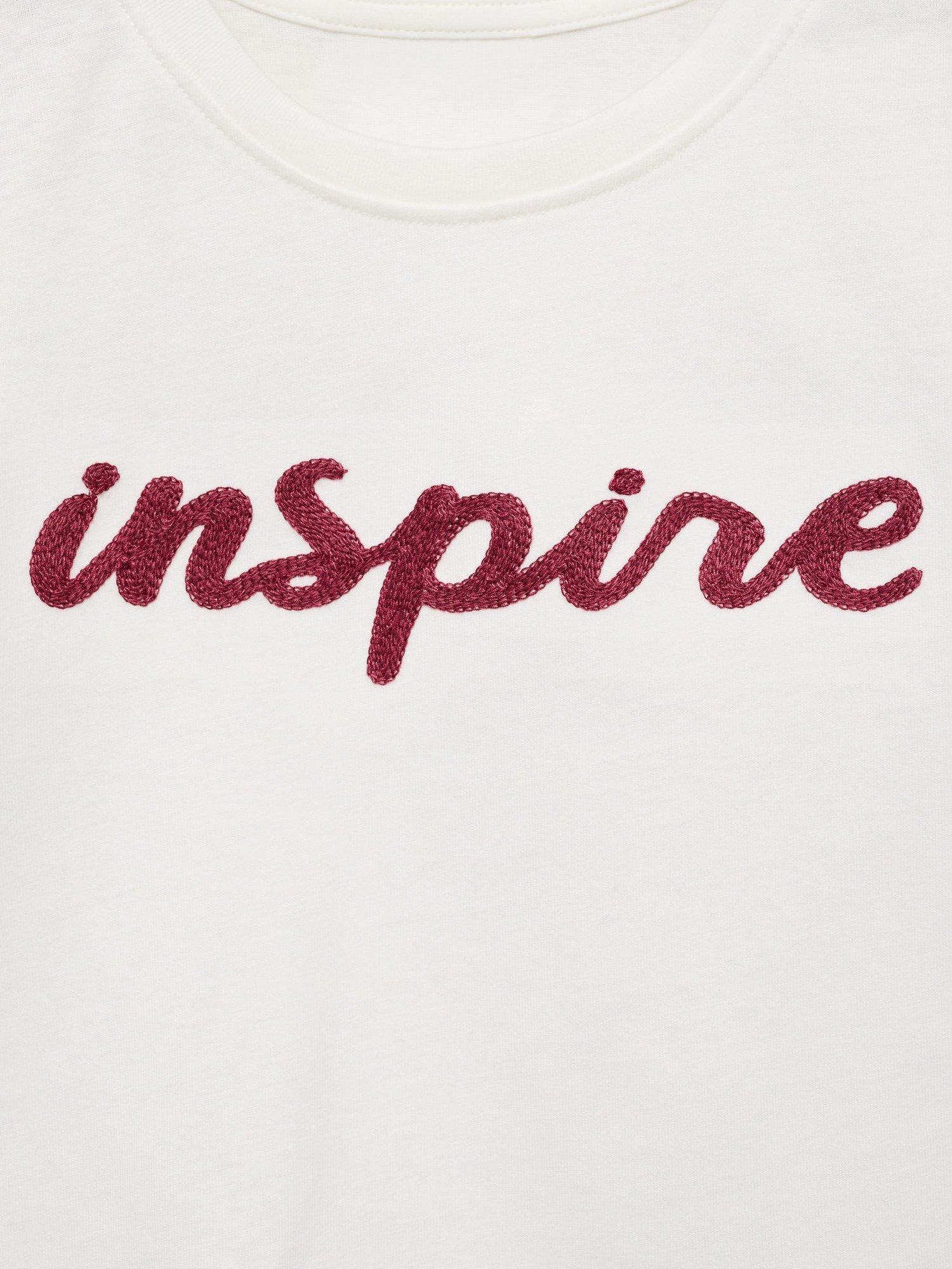 Product image 4 of 4, which shows Mango Kids' Inspire T-Shirt, Natural White, 5-6 years