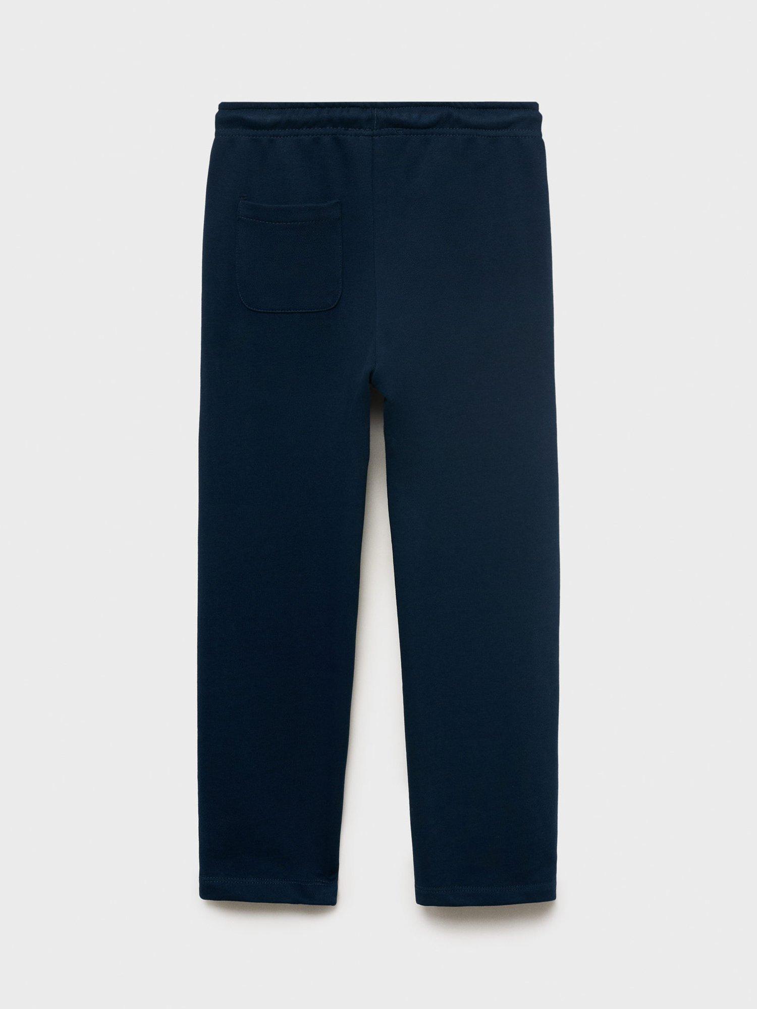 Product image 4 of 7, which shows Mango Kids' Lucy Cotton Drawstring Trousers, Navy, 10 years
