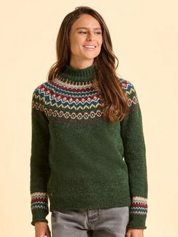 Brakeburn Woodland Fair Isle Long Sleeve High Neck Jumper, Green