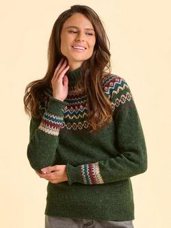 Brakeburn Woodland Fair Isle Long Sleeve High Neck Jumper - view 2, Green