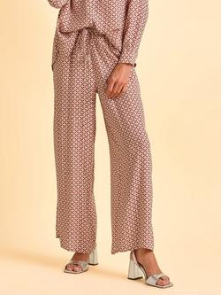 Brakeburn Ariana Geometric Straight Mid Culotte Trousers, Natural
