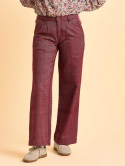 Brakeburn Burgundy Neve Mid Rise Trousers, Red