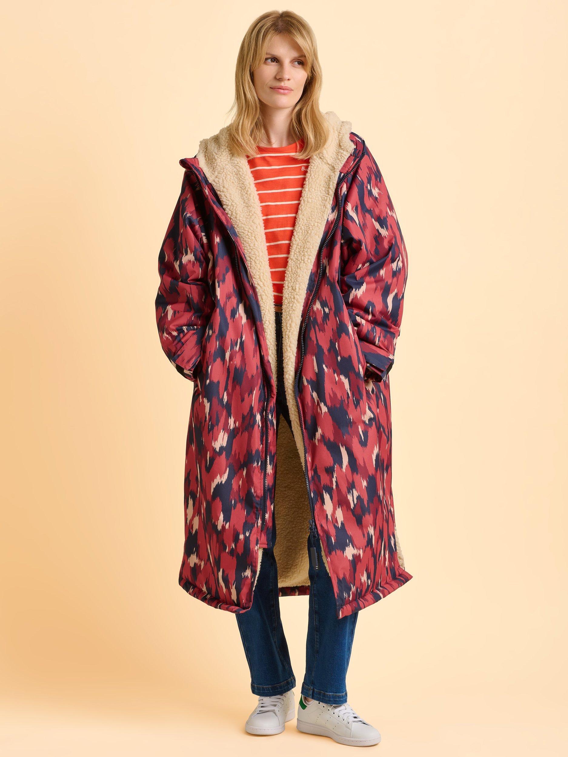 Product image 1 of 5, which shows Brakeburn Almer Abstract Chinook Coat, Pink/Multi, S-M