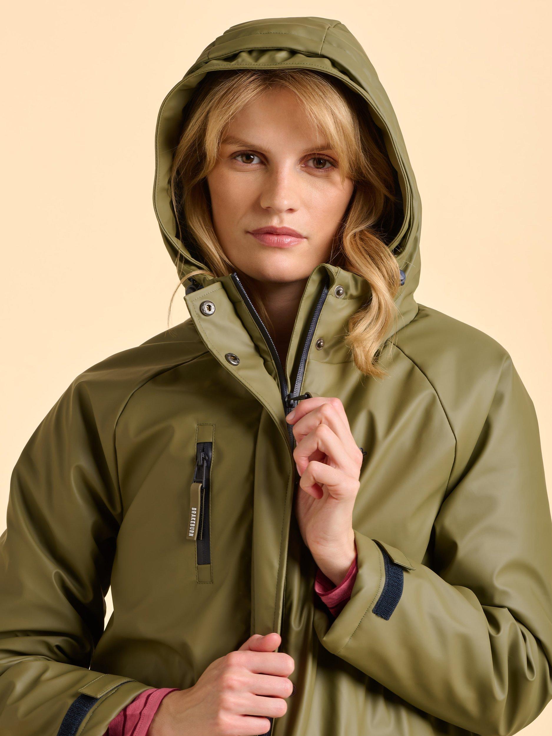 Product image 6 of 6, which shows Brakeburn Wynter Longline Raincoat, Green, 8
