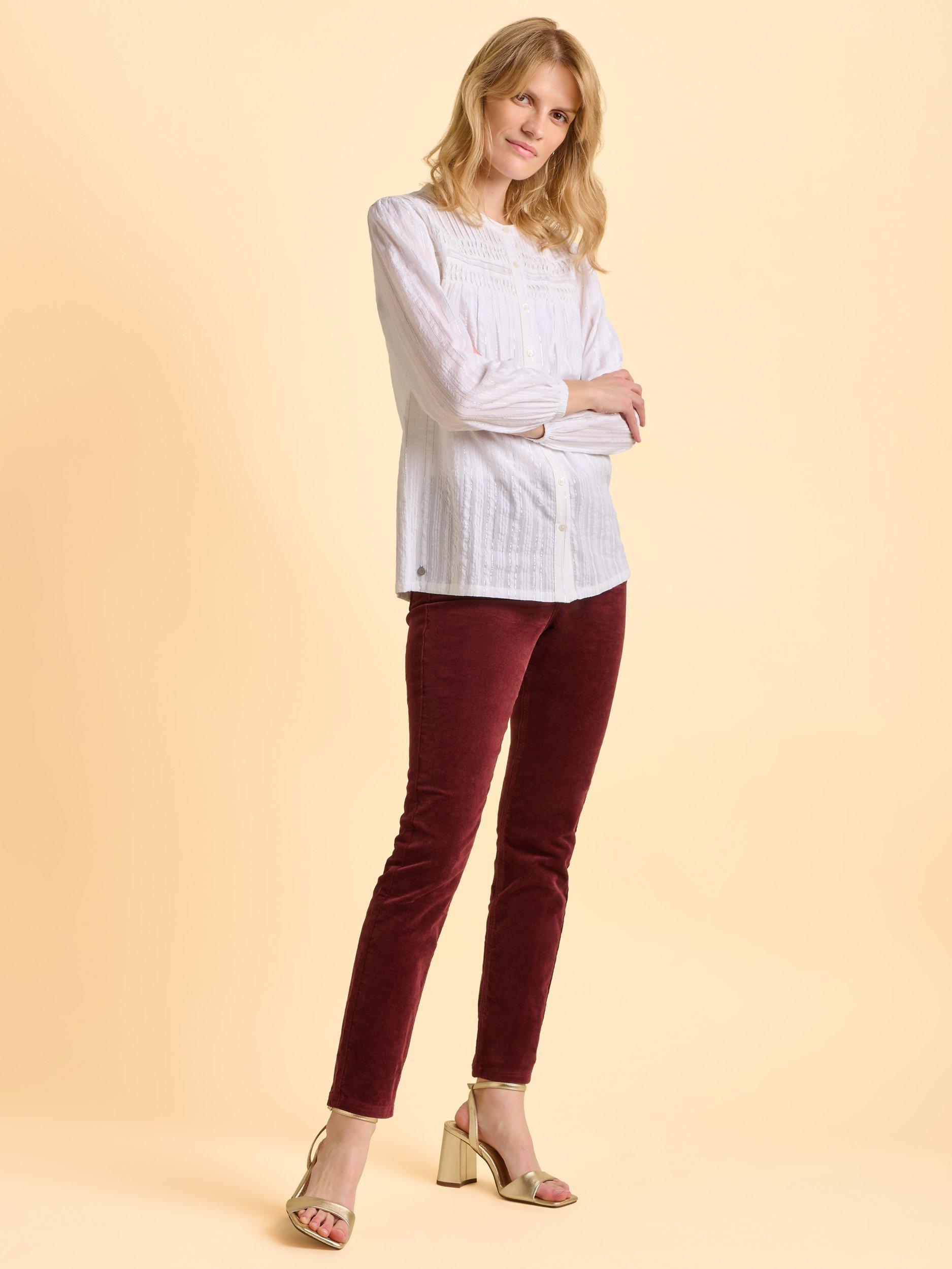 Product image 6 of 6, which shows Brakeburn Angelica Textured Long Sleeve Buttoned Blouse, White, 8