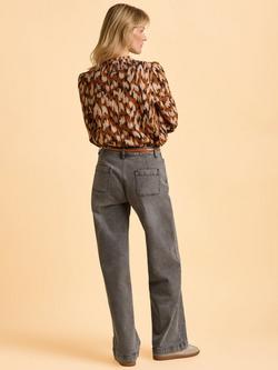 Brakeburn Angelina Abstract Animal Print Top, Blush/Multi - view 2, Blush/Multi