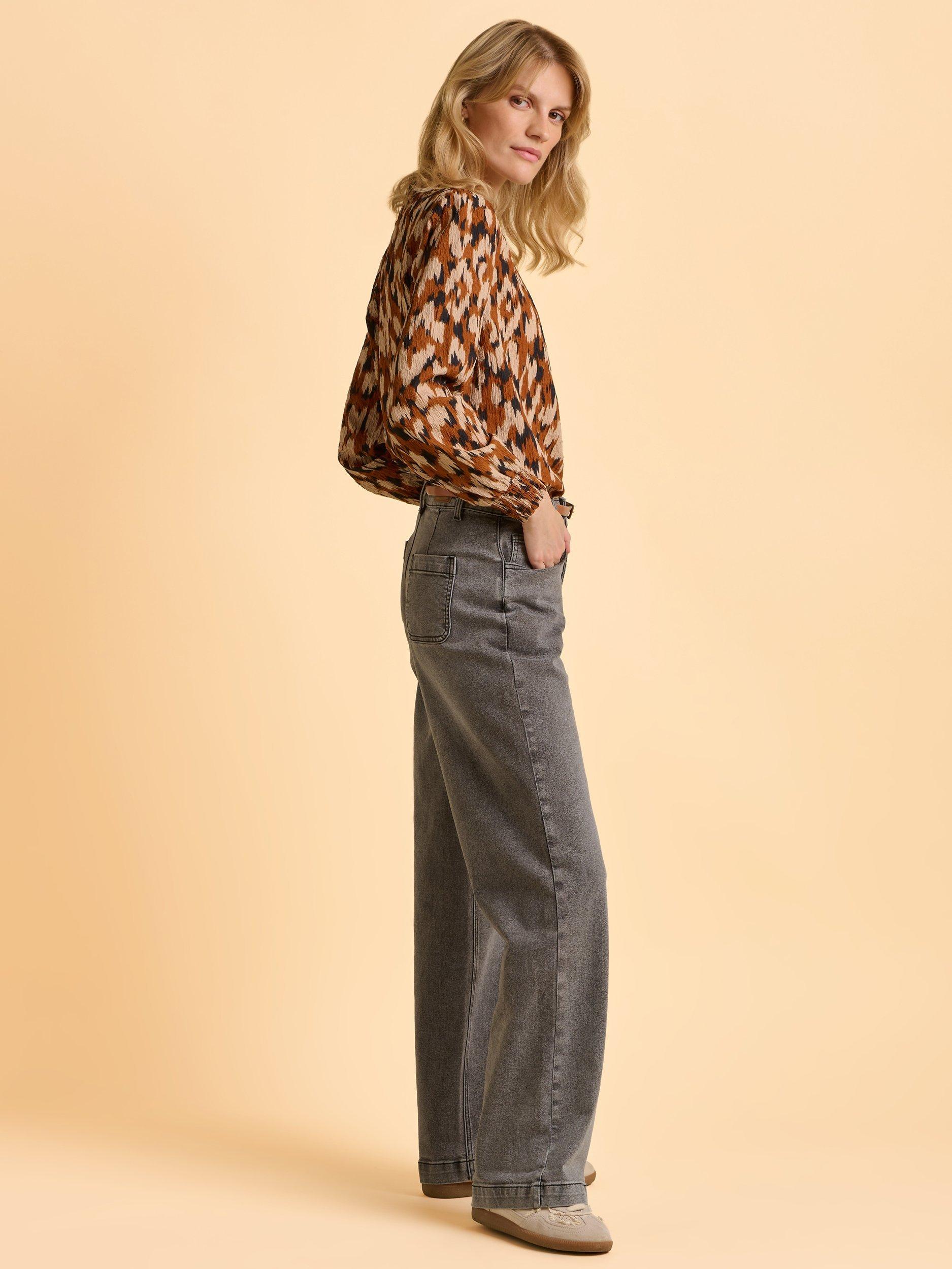 Product image 3 of 6, which shows Brakeburn Angelina Abstract Animal Print Top, Blush/Multi, 8