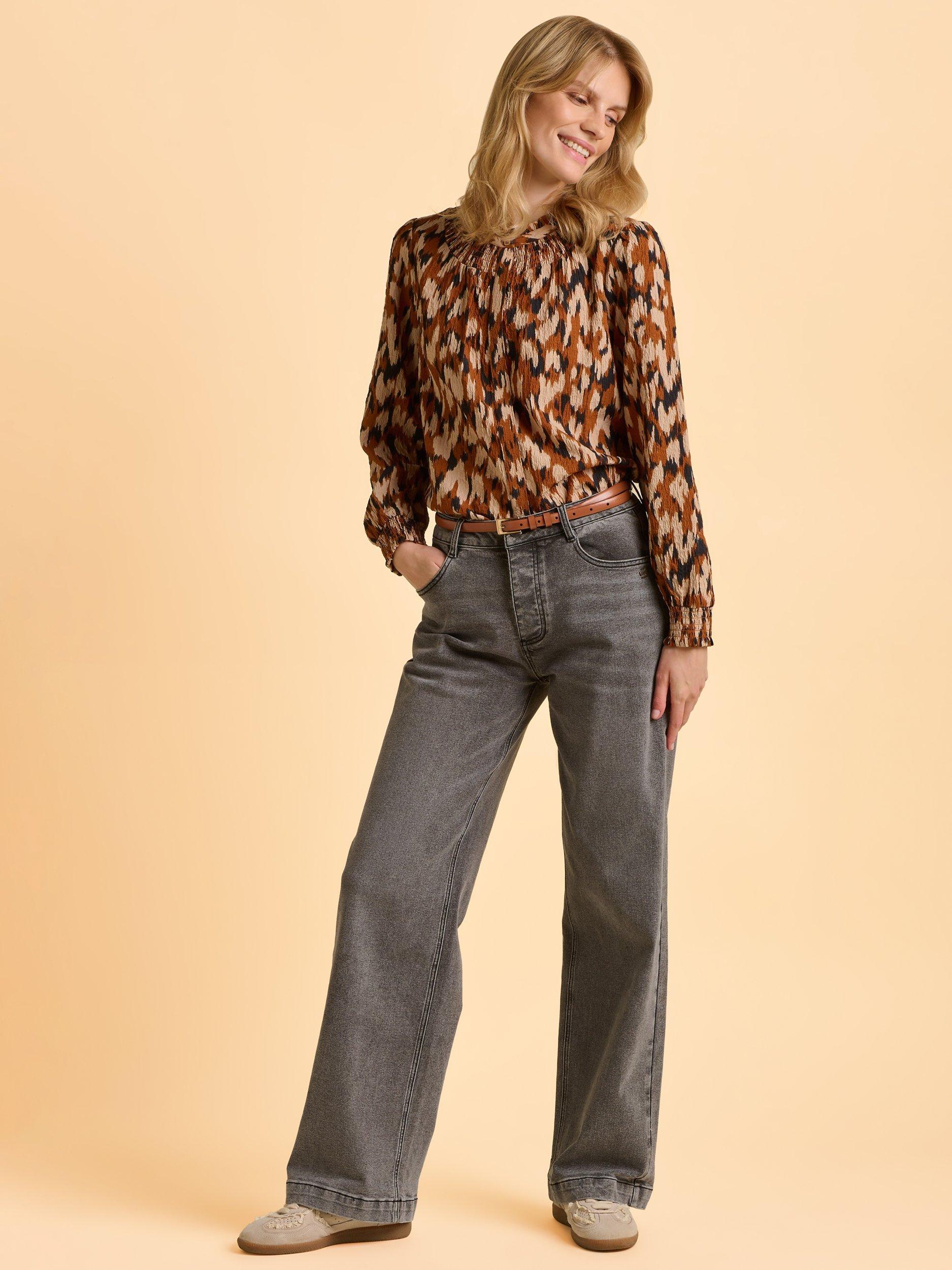 Product image 5 of 6, which shows Brakeburn Angelina Abstract Animal Print Top, Blush/Multi, 8