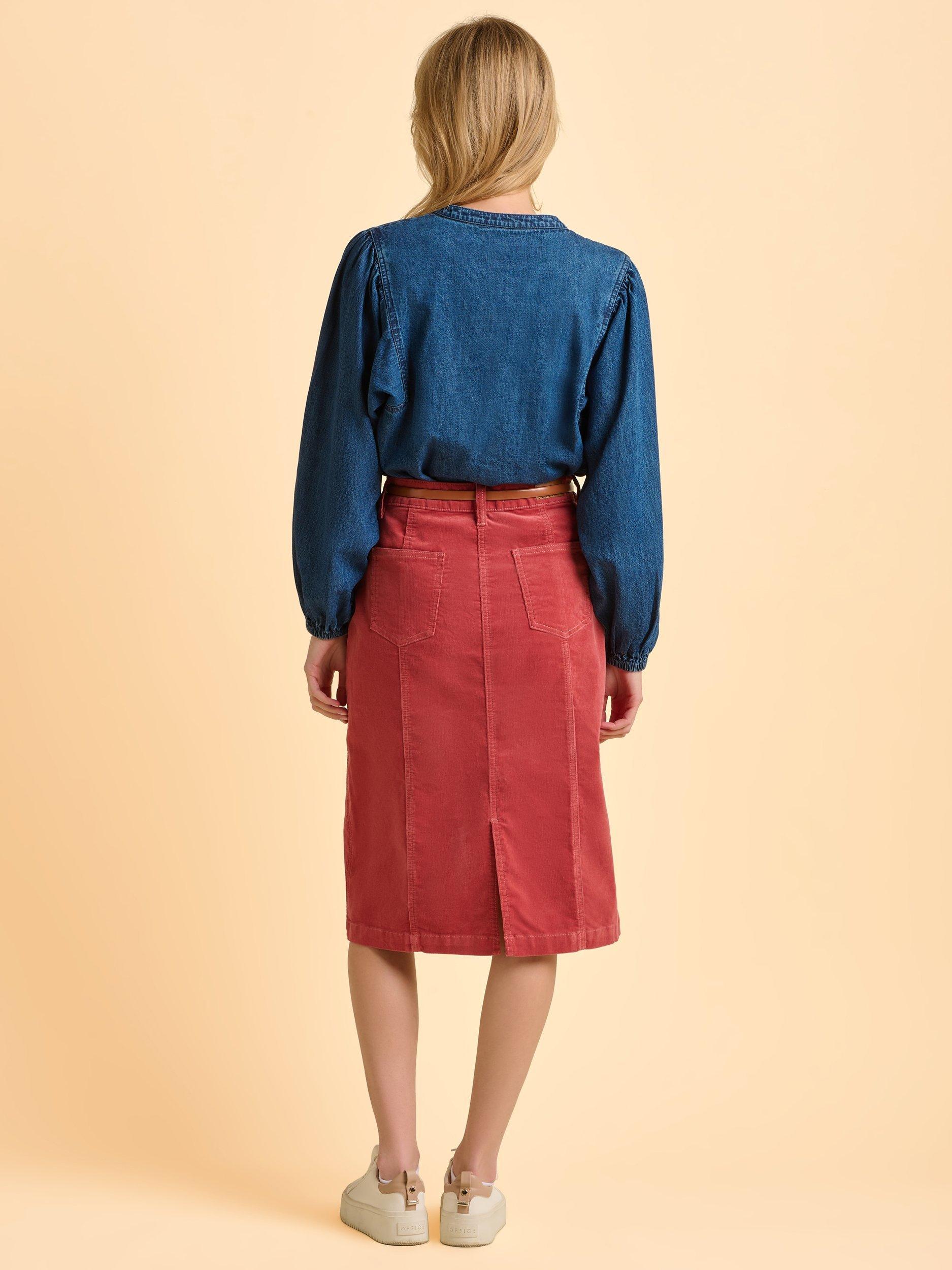 Product image 2 of 6, which shows Brakeburn Auri Long Sleeve Cotton Denim Blouse, Blue, 8