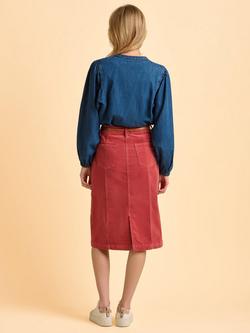 Brakeburn Auri Long Sleeve Cotton Denim Blouse - view 2, Blue