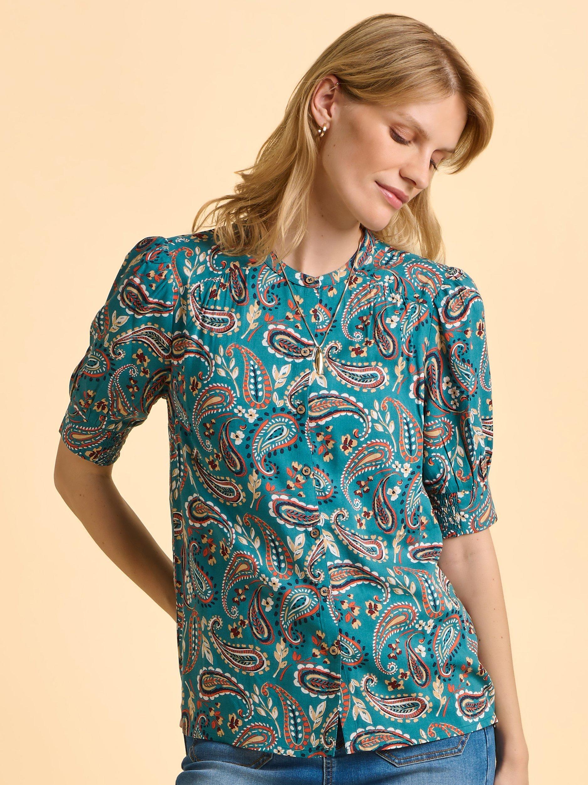 Product image 1 of 6, which shows Brakeburn Brody Paisley Top, Blue, 8