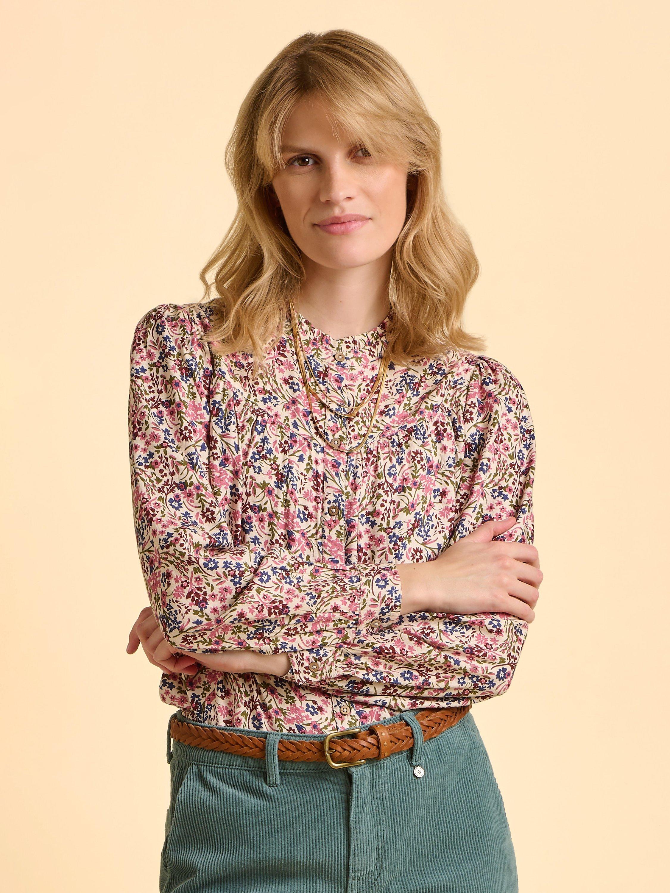 Product image 1 of 6, which shows Brakeburn Ellise Floral Blouse, Cream/Multi, 8