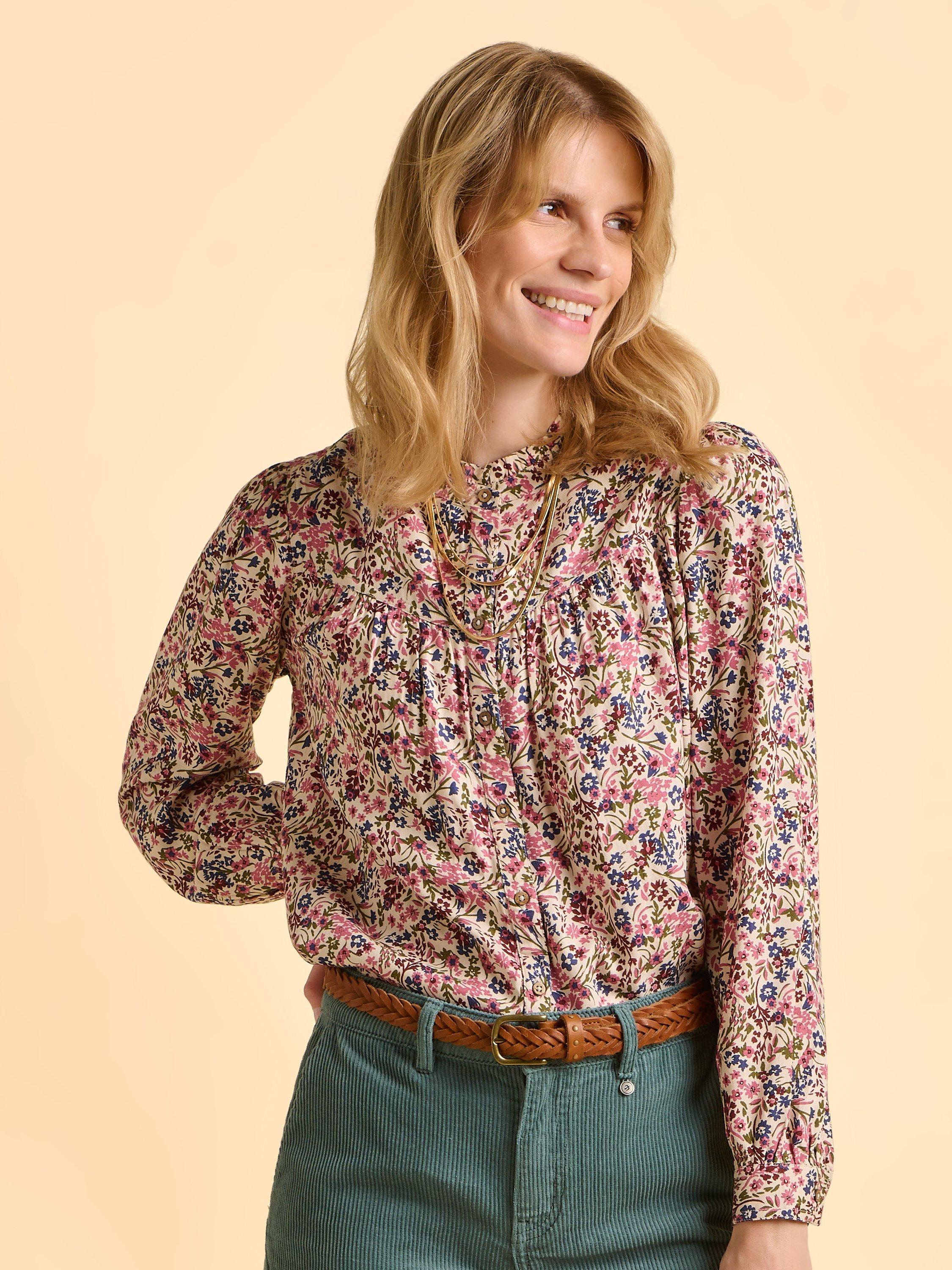 Product image 5 of 6, which shows Brakeburn Ellise Floral Blouse, Cream/Multi, 8