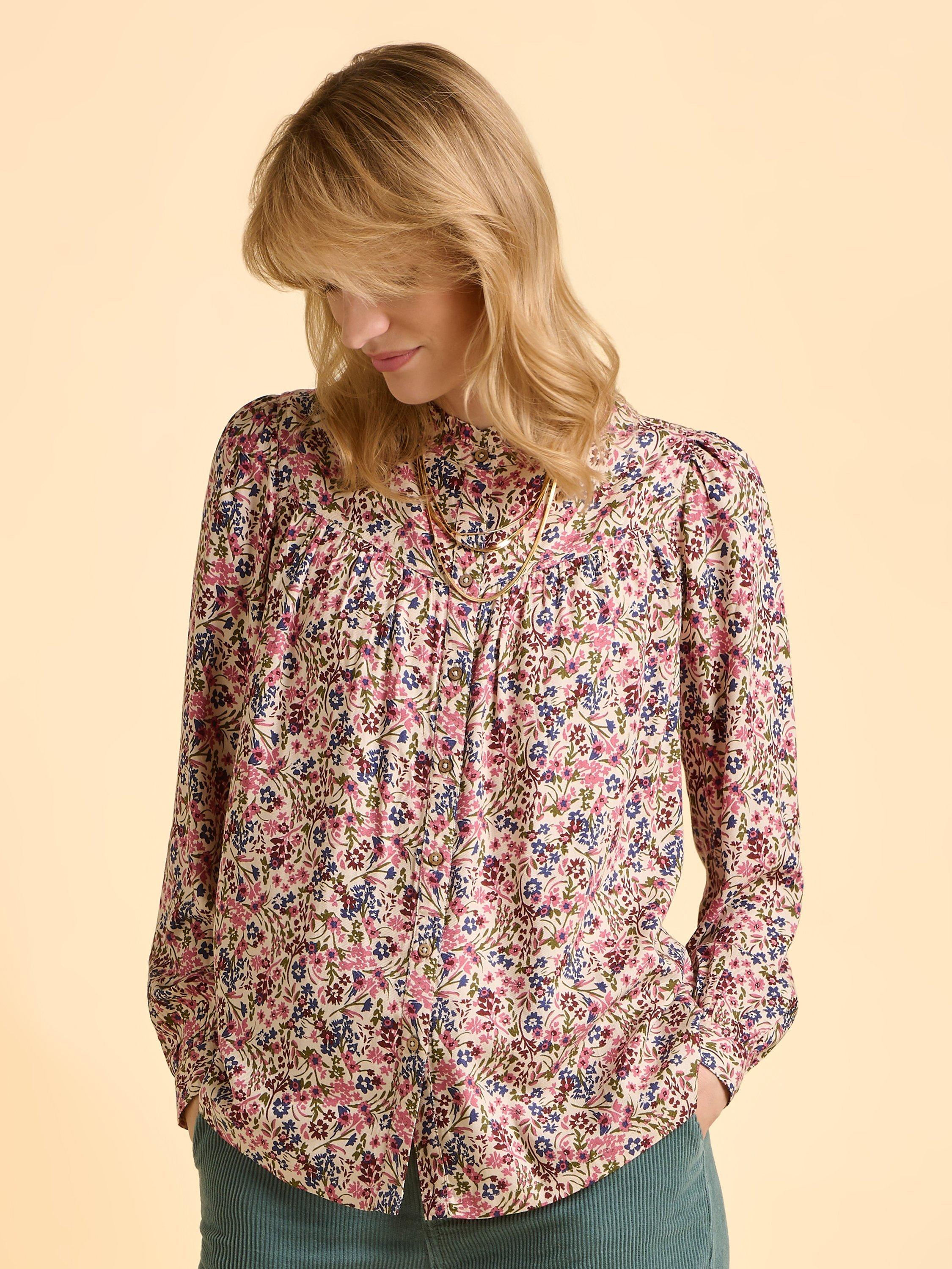 Product image 6 of 6, which shows Brakeburn Ellise Floral Blouse, Cream/Multi, 8