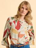 Brakeburn Elva Abstract Leaf Top, Cream/Multi