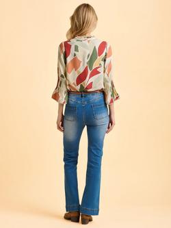 Brakeburn Elva Abstract Leaf Top, Cream/Multi - view 2, Cream/Multi