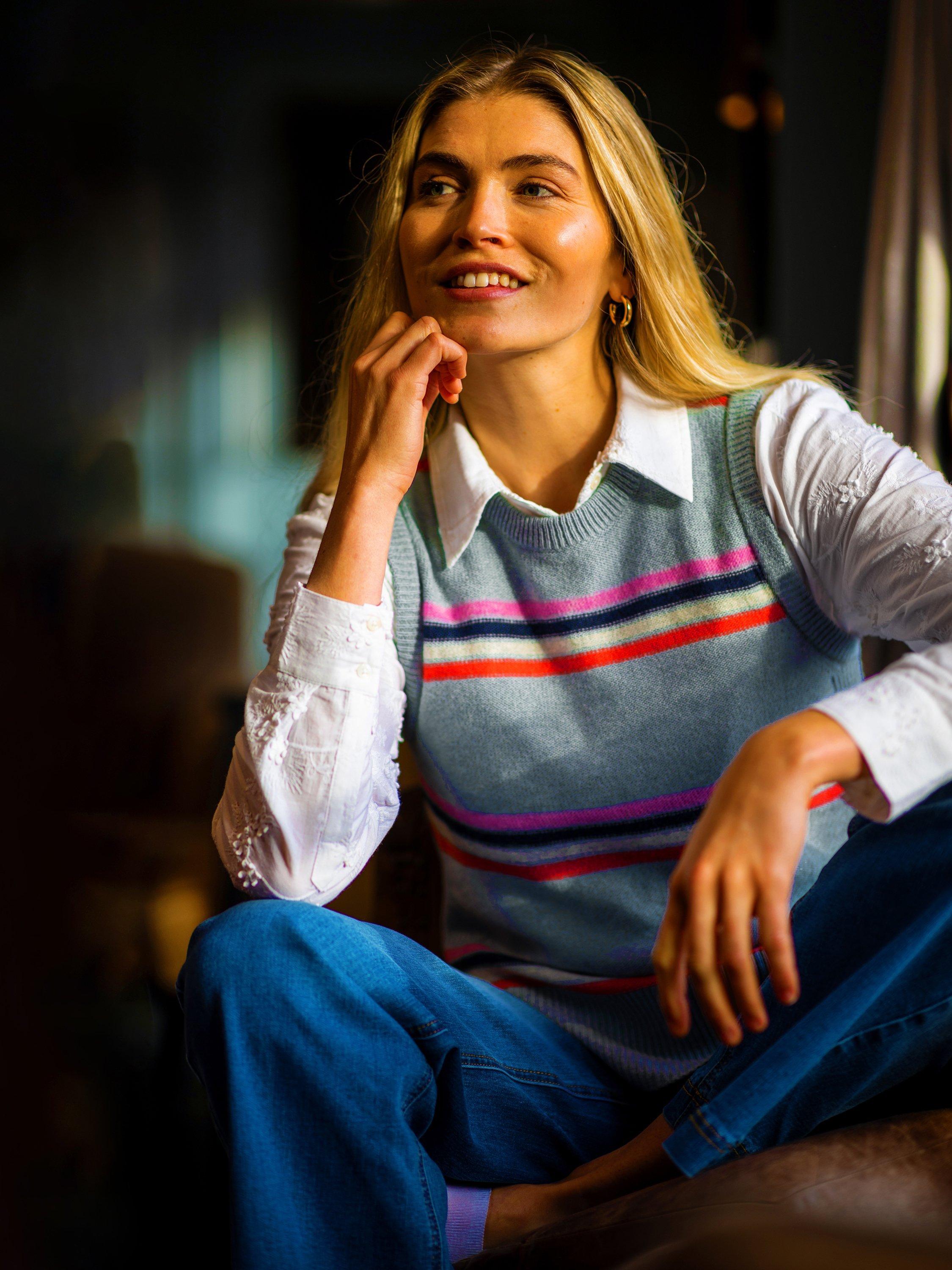 Product image 2 of 6, which shows Brakeburn Flora Embroidered Blouse, Cream, 8